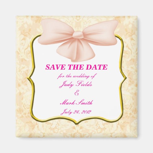 De roze Bow bewaart de Datum Magnet Magneet (Voorkant)