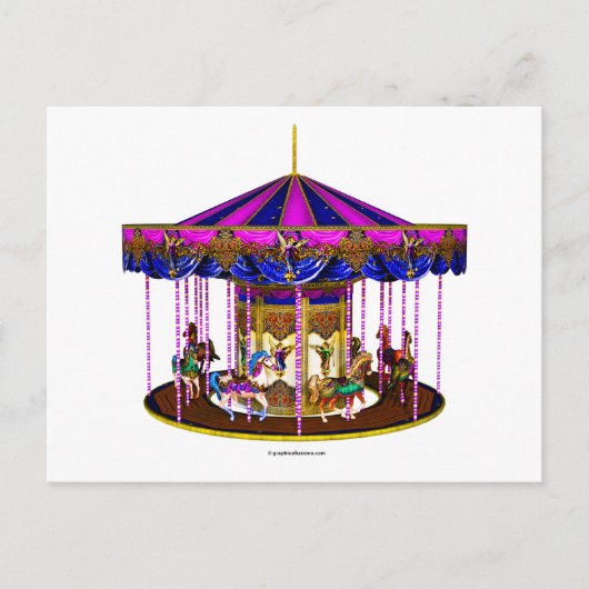 De roze carrousel briefkaart (Voorkant)