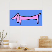 De roze dachshund poster (Keuken)