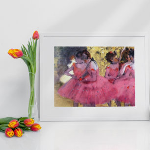 De roze dansers voor de ballet van Edgar Degas Poster