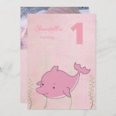 De roze Dolfijn onder de Verjaardag van het Zee Kaart (Voorkant / Achterkant)