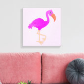 De roze Druk van het Canvas van Flamingo - Uw Kleu Afdruk (Insitu (Woonkamer))