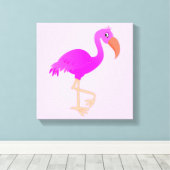 De roze Druk van het Canvas van Flamingo - Uw Kleu Afdruk (Insitu (Houten vloer))