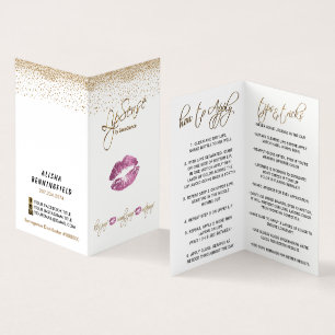 De roze en Gouden Instructies van de Lip Visitekaartjes