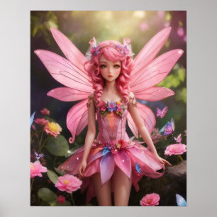 De roze fee Fantasy digitale kunst Poster
