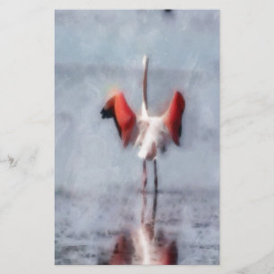 De roze Flamingo in Waterverf Briefpapier
