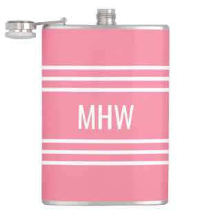 De roze fles van het de douanemonogram van Strepen Heupfles