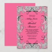 De roze Grijze Victoriaans Uitnodiging van het (Voorkant / Achterkant)