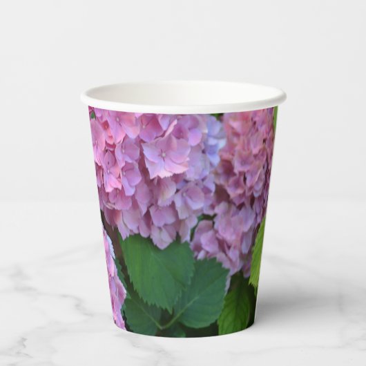 De roze Hortensia hydrangea Papieren Bekers (Achterkant)