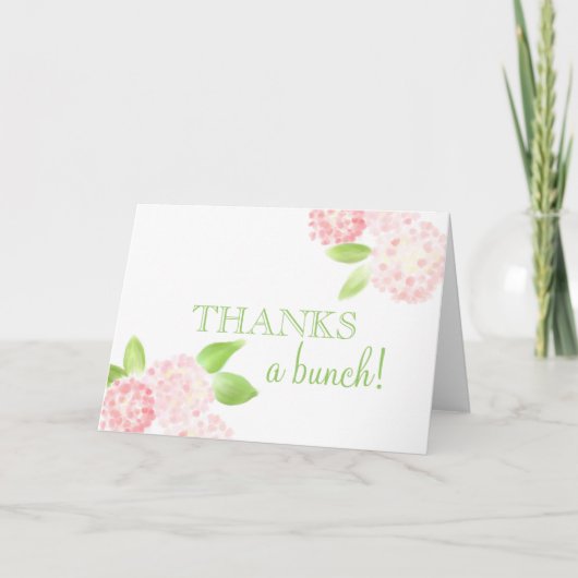 De roze Hydrangea hortensia dankt u nota neemt van Bedankkaart (Voorkant)