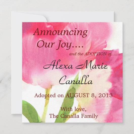 De roze Kaart van de Aankondiging van de (Voorkant)