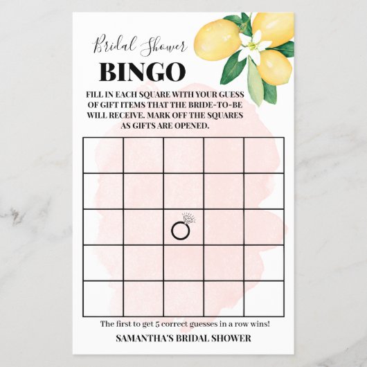 De roze Kaart van het Vrijgezellenfeest Bingo van (Voorkant)