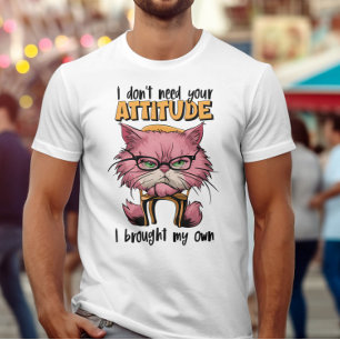 De roze katachtige rebellie t-shirt