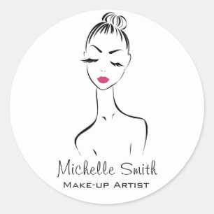De roze lippen vormen het merk kunstenaar ronde sticker