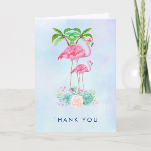 De roze Mamma's & het Baby van de Flamingo danken Bedankkaart (Voorkant)