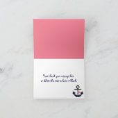 De roze Marine het ZeevaartAnker u dankt neemt Bedankkaart (Binnen)