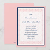 De roze, Marineblauwe Traditionele Uitnodiging van (Voorkant / Achterkant)