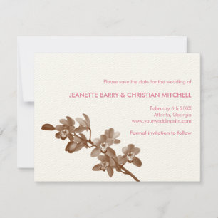 De roze moderne bruiloft van de orchidee redt de d save the date