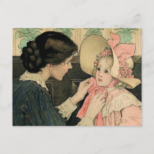 De roze motorkap van Jessie Willcox Smith Feestdagenkaart