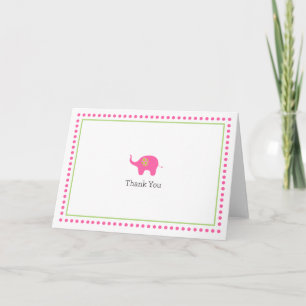 De roze Olifant dankt u kaardt Bedankkaart