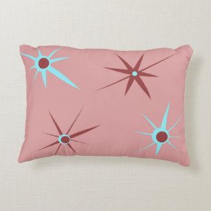 De roze Retro Starburst van 1950 Accent Kussen