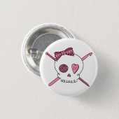 (De Roze) Schedel van de ambacht Ronde Button 3,2 Cm (Voorkant /achterkant)