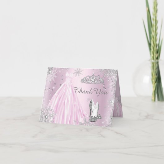 De roze Tiara van de Kleding van de Fonkeling Bedankkaart (Voorkant)