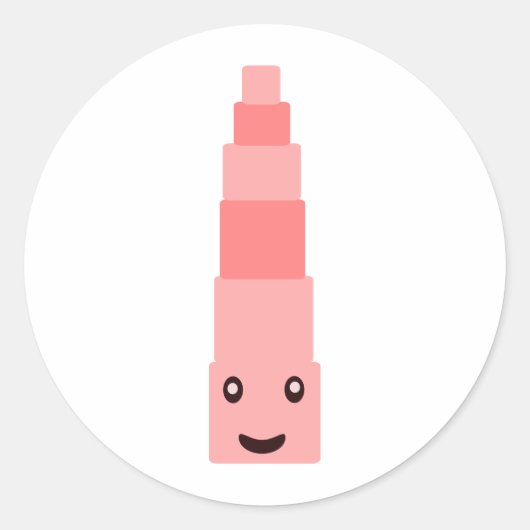 De roze toren Montessori Ronde Sticker (Voorkant)