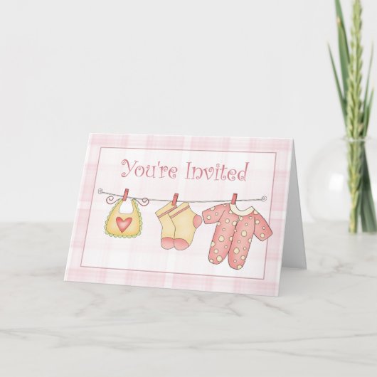 De roze Uitnodiging van het Baby shower met (Voorkant)