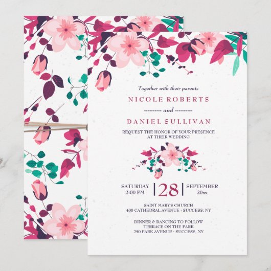 De roze Uitnodiging van het Huwelijk van de (Voorkant / Achterkant)