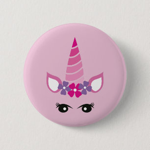 De Roze Unicorn Ronde Button 5,7 Cm