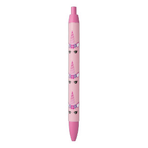 De Roze Unicorn Zwarte Inkt Pen