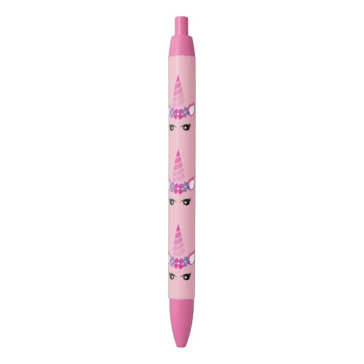 De Roze Unicorn Zwarte Inkt Pen (Voorkant Verticaal)