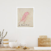 De roze vogel uit 'zestien tekeningen van Comic Bi Poster (Keuken)