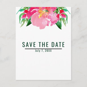 De roze Waterverf bloemen zomer sparen de Datum Aankondigingskaart
