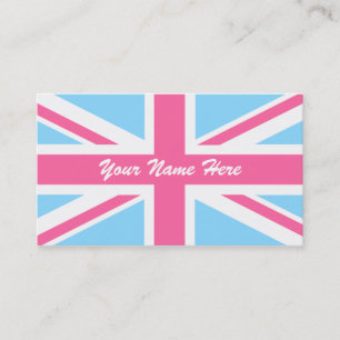 De roze Witte en Blauwe Vlag van Union Jack het UK Visitekaartje