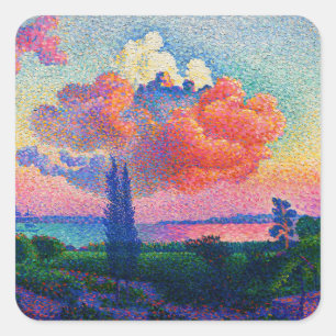 De Roze Wolk (1896) schilderij Vierkante Sticker