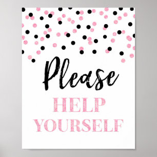 De roze Zwarte Confettien te helpen gelieve Poster