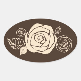 De Rozen die van de koffie en van de Room Giften Ovale Sticker