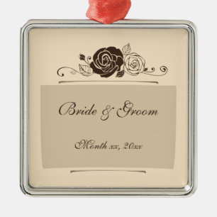 De Rozen die van de room en van de Koffie Giften Metalen Ornament