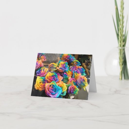 De Rozen Notecard van de regenboog Bedankkaart (Voorkant)