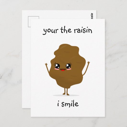 de rozijnen die ik glimlach briefkaart (Voorkant / Achterkant)