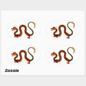 De Ruby Dragon Ovale Sticker (Vel)