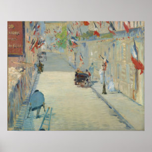 De Rue Mosnier met Vlaggen door Manet - Poster