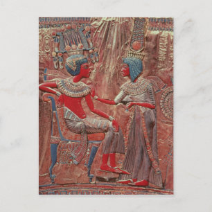 De rug van de troon van Tutankhamun Briefkaart