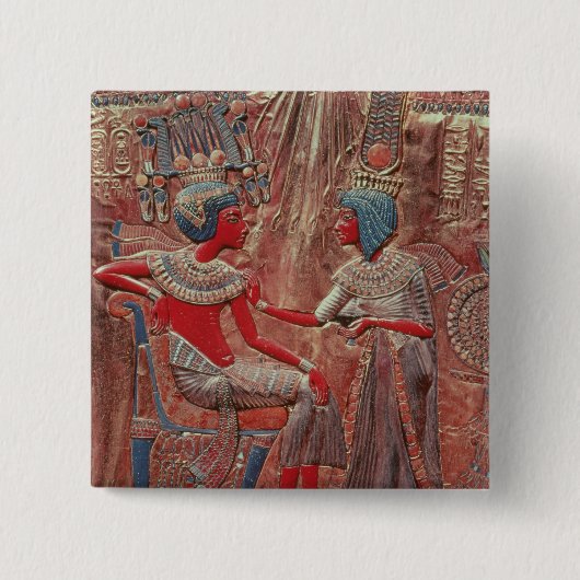 De rug van de troon van Tutankhamun Vierkante Button 5,1 Cm (Voorkant)