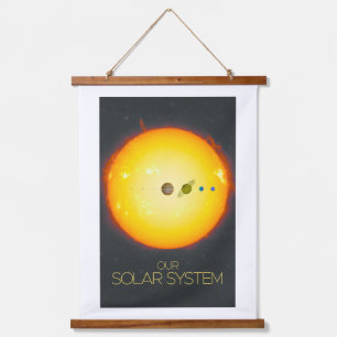 De ruimte, het zonnestelsel, de zon en de planeten hangend wandkleed