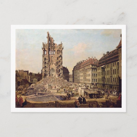 De ruïnes van de oude Kreuzkirche, Dresden Briefkaart (Voorkant)