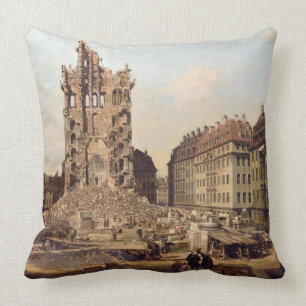 De ruïnes van de oude Kreuzkirche, Dresden Kussen
