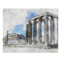 De ruïnes van de oude tempel Zeus, Athene, Grieken